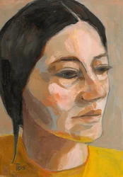 Portret van een peinzende vrouw