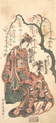 Scène uit het toneelstuk Keisei Kaneni Sakura, 1756