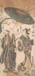 De acteur Nakamura Kumetaro I als een Oiran
