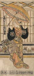 De Acteur Ichimura Uzaemon VIII 1699-1762 als een Vrouw met Parasol