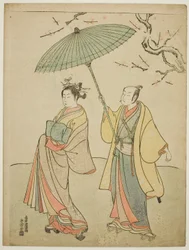 De acteurs Ichikawa Komazo I (L) en Nakamura Matsue I (R)