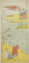 De dichter Ariwara no Narihira aan de oever van de Sumida-rivier