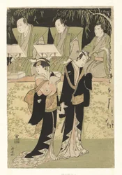 Acteurs Sawamura Sojuro III en Iwai Hanshiro IV als Jihei en Koharu