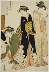 Entertainers van de Tachibana, uit de serie "Een verzameling hedendaagse schoonheden van de plezierwijken"