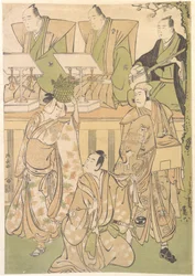 Ichikawa Danjuro de Vijfde als Kyo no Jiro Vermomd als Dekuroku byoe de Straat Poppen..., ca. 1788