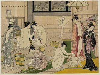 Kiyonaga badhuis vrouwen