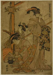 Ochtend van Iris, uit de serie "Vijf Festivals in de Plezierwijken (Hanakuruwa gosechi no asobi)"