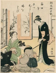 Schoonmoeder Plaagt de Bruid, uit de serie "Een Verzameling Humoristische Gedichten (Haifu yanagidaru)"