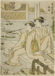 Nakasu, uit de serie "Tien Scènes van Genieten van de Koelte in de Drie Steden (Sangatsu ryo jikkei)"