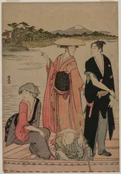 Passagiers in een Veerboot op de Sumida-rivier