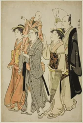 De Acteur Ichikawa Danjuro V en zijn familie, uit een ongetitelde serie van vier prenten die Acteurs in hun privéleven tonen
