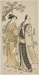De Acteur Ichikawa Monnosuke II en zijn vrouw, uit een ongetitelde serie prenten die Acteurs in privéleven tonen