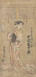 De acteur Nakamura Tomijuro in de rol van Sayohime vermomd als Hanamasu, 1773