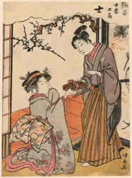 De Samurai (Shi) uit de serie Schoonheden die de Vier Sociale Klassen Illustreren