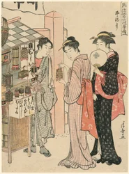 De Zesde Maand (Kazemachizuki), uit de serie "Modieuze Maandelijkse Bezoeken aan Heilige Plaatsen in de Vier Seizoenen (Furyu shiki no tsuki mode)"
