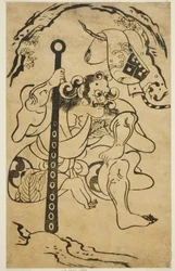 De acteur Yamanaka Heikuro I als een demon