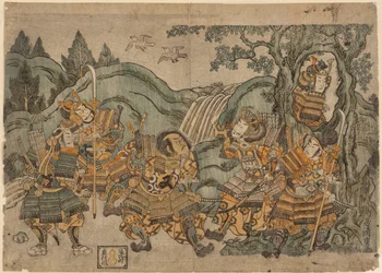 Minamoto no Yoritomo verstopt zich in een boom