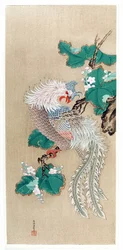 Japan: voorstelling van een fenix (feniks). Zijden schilderij door Tosa Mitsuoki (1617-1691)