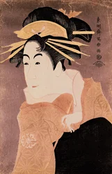 Matsumoto Yonesaburo in de rol van de courtisane Kewaizaka No Shosho (Shinobu) in het stuk 