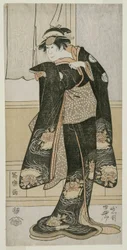 Acteur Iwai Hanshiro lV als Otoma, dochter van Ohina uit Inamuragasaki in Kamakura (Yondai-me Iwai Hanshiro no Kamakura Inamuragasaki no Ohina musume Otoma)