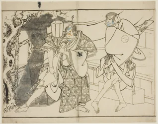 De acteurs Arashi Ryuzo en Morita Kanya VIII