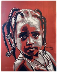 Portret van een onschuldig kind in rood