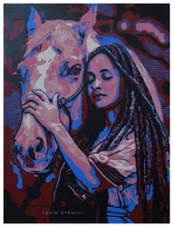 Omhelzing tussen vrouw en paard