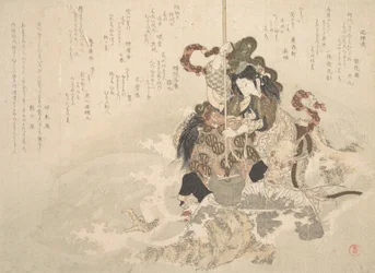Otchime, de dochter van de god van de zee, met een draak op een rots, ca. 1800