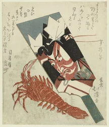 Slaghout met portret van Ichikawa Danjûrô VII en langoustine