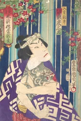 Imaginaire portret, Shuihuzhuan van toneel: Toryudai Mitate Suikoden Torodai - Acteur, Band..., 1875