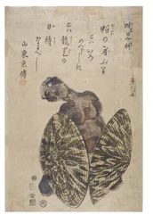 Imitatie van een arkschelp - Man geflankeerd door twee hoeden