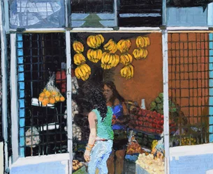 Fruitkraam (San José, Costa Rica), 2016 (olieverf op board)