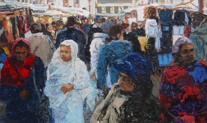 Winkelende marktlui (Ridley Road, Londen), 2011 (olieverf op doek)
