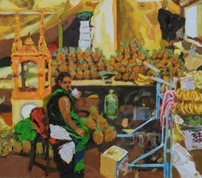 Ananas trilogie 2 (Mexico Stad), 2018 (olieverf op board)