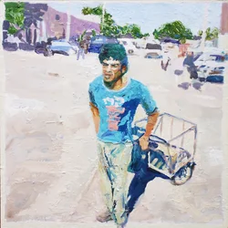 Trolley man (San Juan, Argentinië), 2014 (olieverf op board)