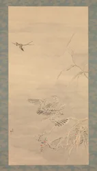 Havik grijpt een kleine vogel, 19e eeuw