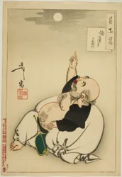 Maan van de verlichting (Godo no tsuki), uit de serie "Honderd aspecten van de maan (Tsuki hyakushi)"