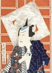 De acteur Ichimura Kakitsu IV voor een brandweercompagnie