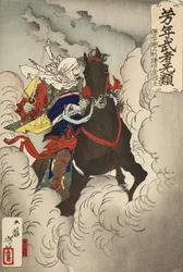 Uesugi Kenshin Nyūdō Terutora rijdt de strijd in