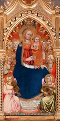 Maagd en kind omringd door engelen en heiligen (detail)