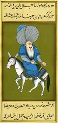 Nasreddin Hodja rijdt achterstevoren op zijn paard