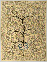 Zijden Hangende met Geborduurde Levensboom, 1800s