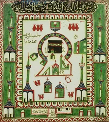 Tegel met een voorstelling van Mekka, 16e-17e eeuw