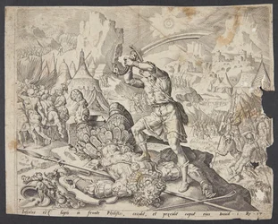 Abner presenteert David met het hoofd van Goliath aan Saul