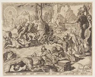 Gideon kijkt hoe de soldaten drinken