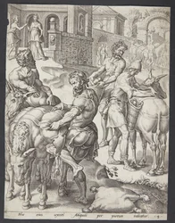 De dienaren van Abigail laden de ezels met voedsel voor David