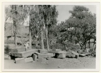 Overblijfselen van stenen platforms, ook bekend als koningstronen, Axum, Ethiopië, foto door Ugo Monneret de Villard