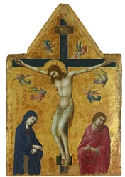 De Kruisiging met de Maagd, Johannes en Engelen