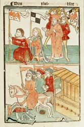 Vergoeding van de burggraaf van Nuernberg, Friedrich von Hohenzollern, met de maarten Brandenburg door keizer Sigismund ...