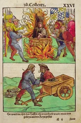 De Executie van Jan Hus of een van zijn priesters op het Concilie van Konstanz, uit 